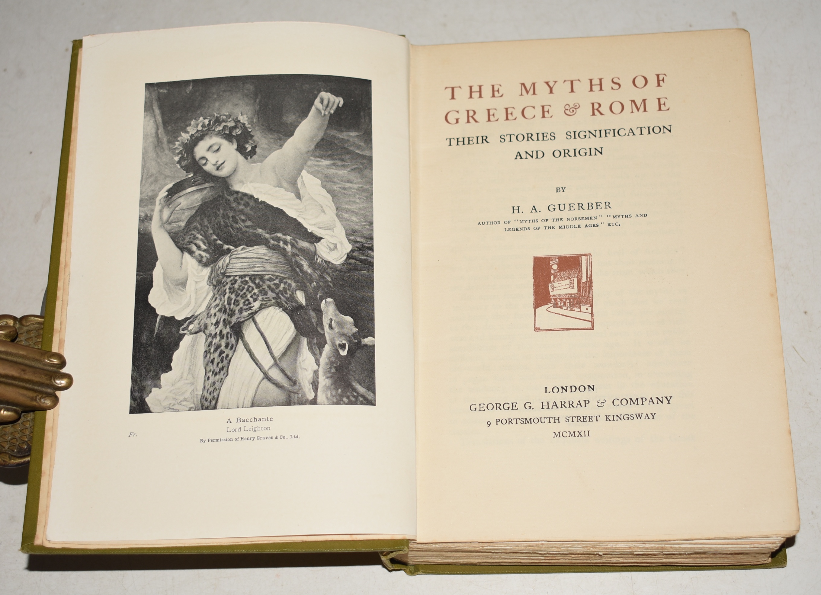 The Myths of Greece & Rome. Their Stories Signification and Origin.