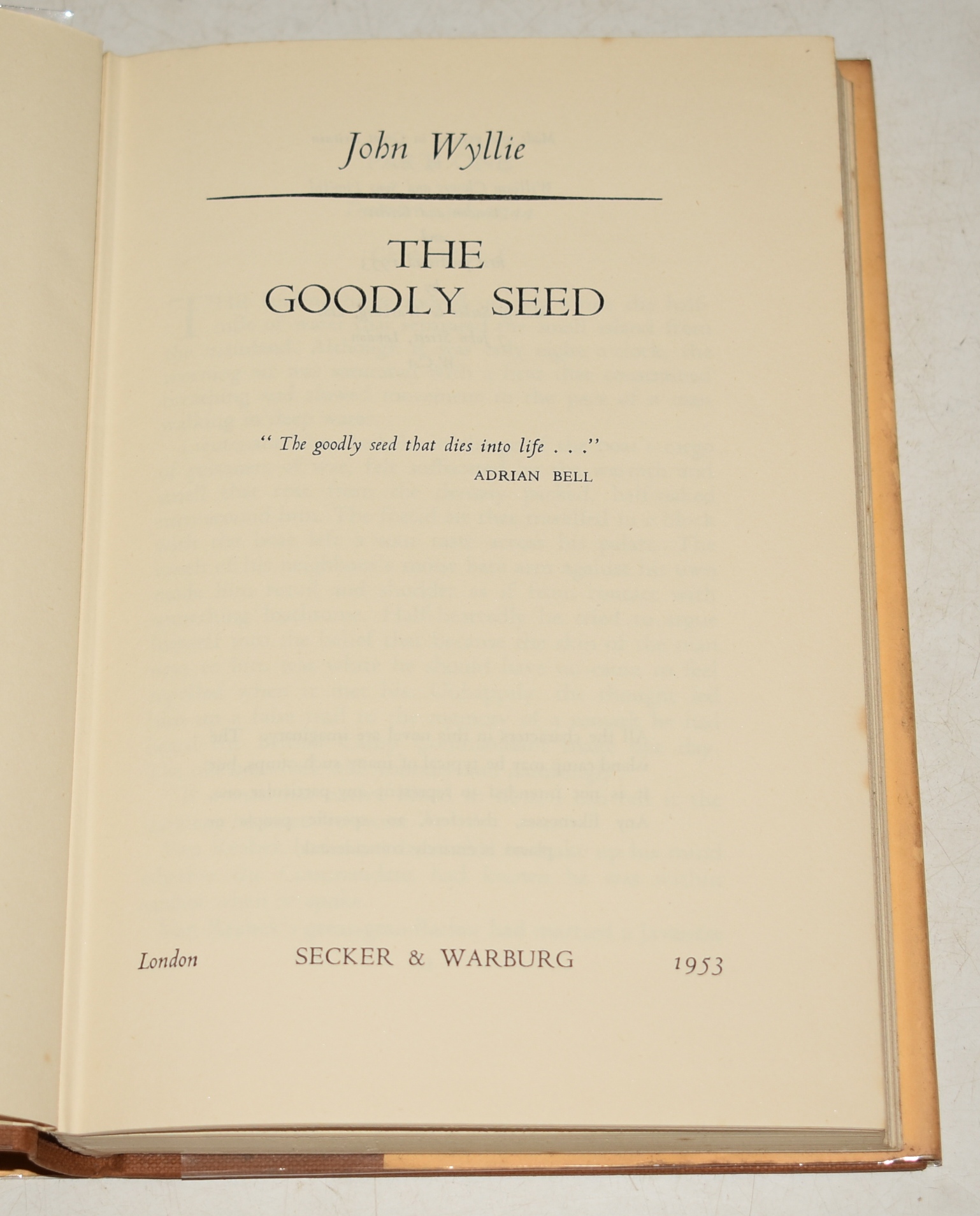 The Goodly Seed A Novel