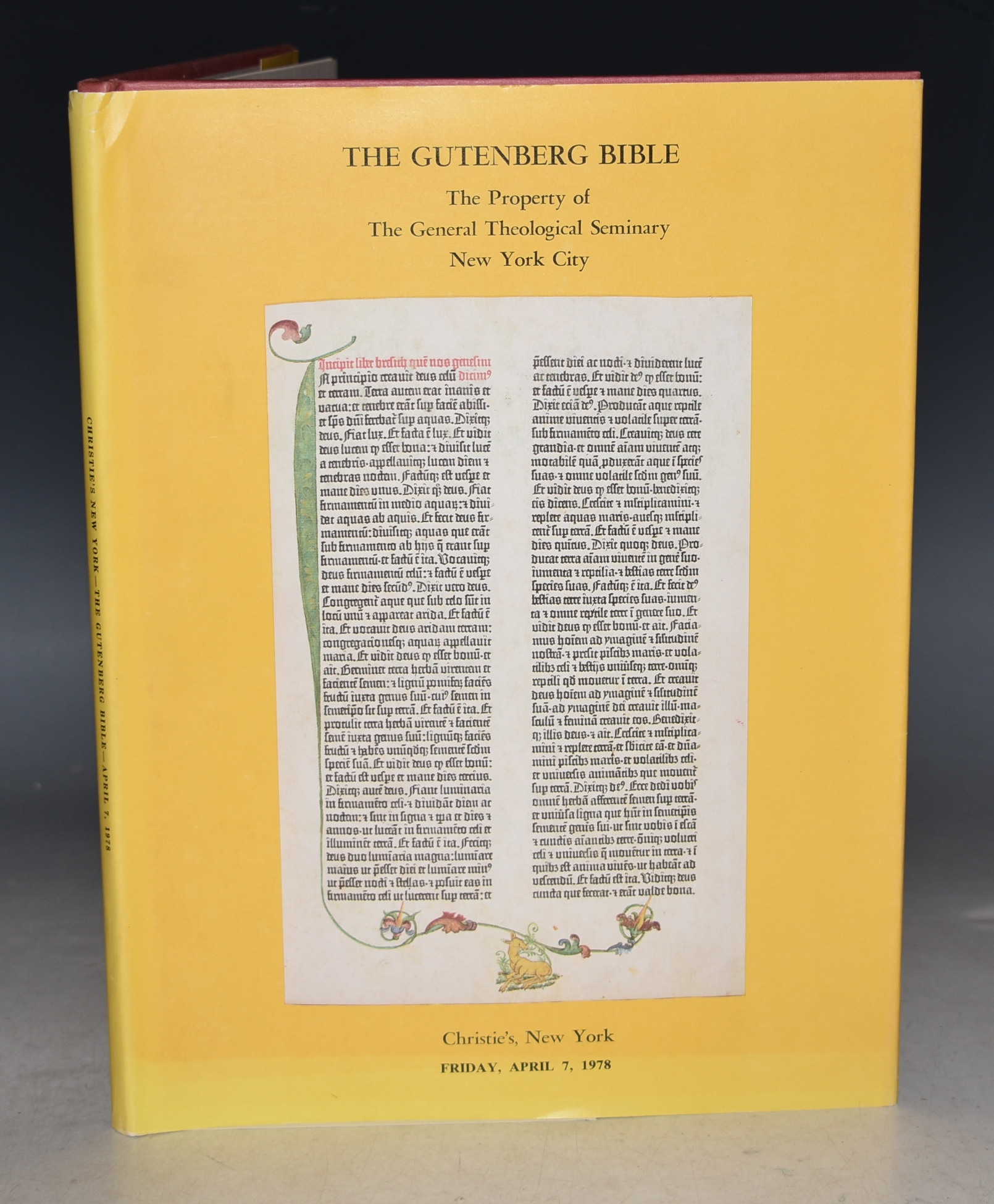 The Gutenberg Bible The Property of The General Theological Seminary, New York City Which will be sold on Friday April 7, 1978