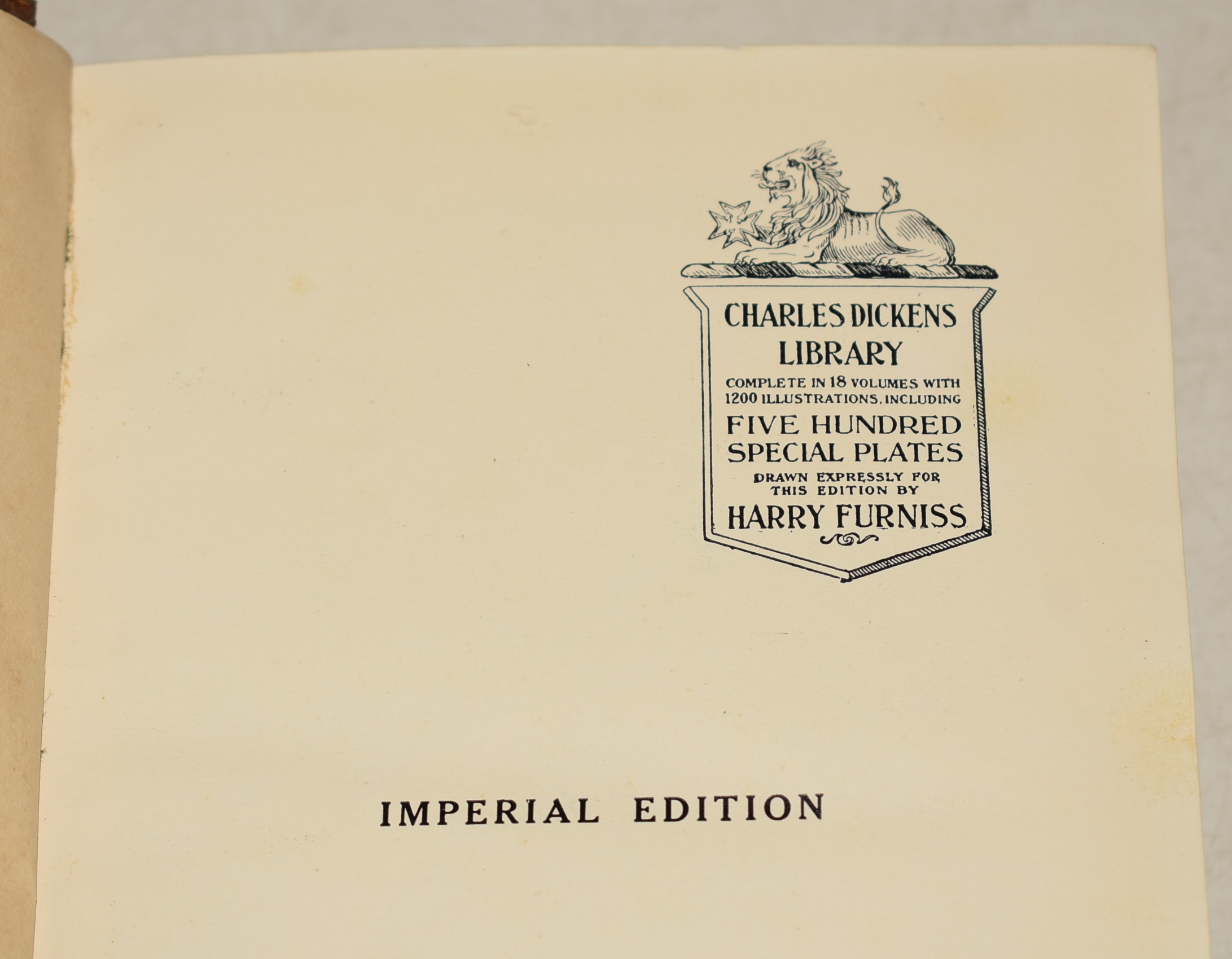 Charles Dickens Library. Imperial Edition. Edited by J. A. Hammerton. With 1200 Illustrations, including 500 special plates drawn expressly for this edition by Harry Furniss. Complete in 18 volumes. Leatherbound.