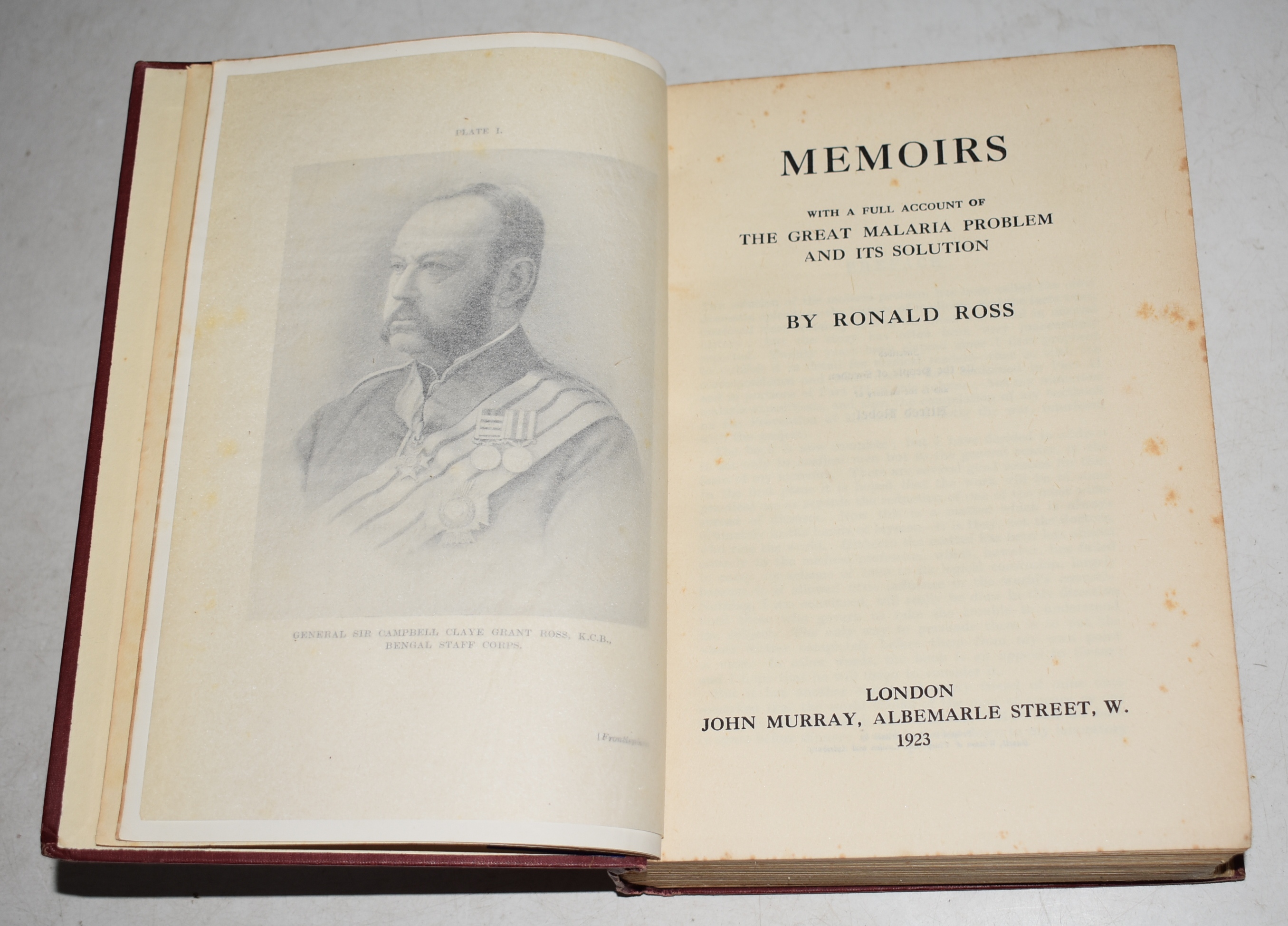Memoirs With A Full Account of The Great Malaria Problem and Its Solution. SIGNED COPY.