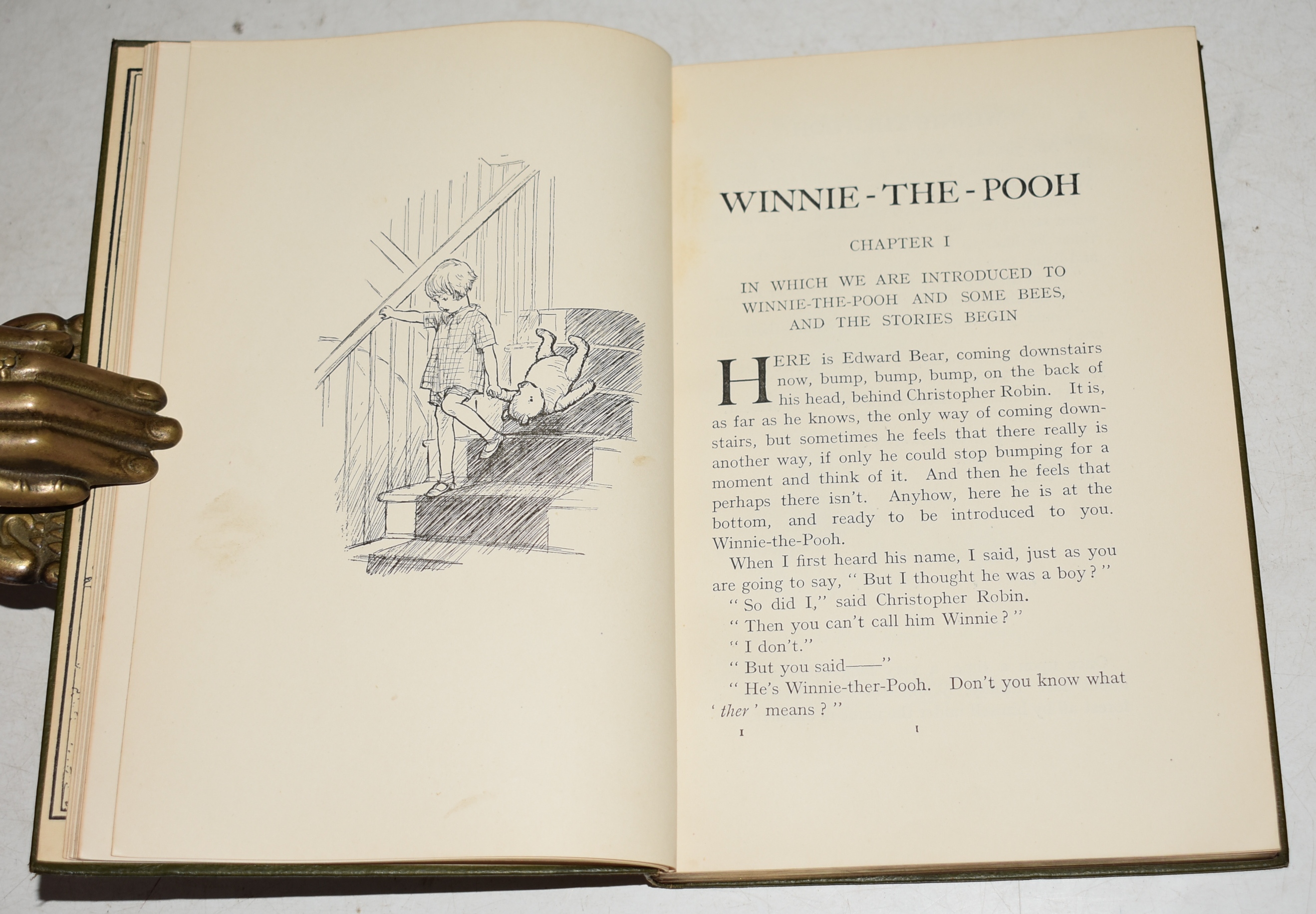 Winnie the Pooh. With Decorations by Ernest H. Shepard. First edition of this popular book, in original rare deluxe leather binding.