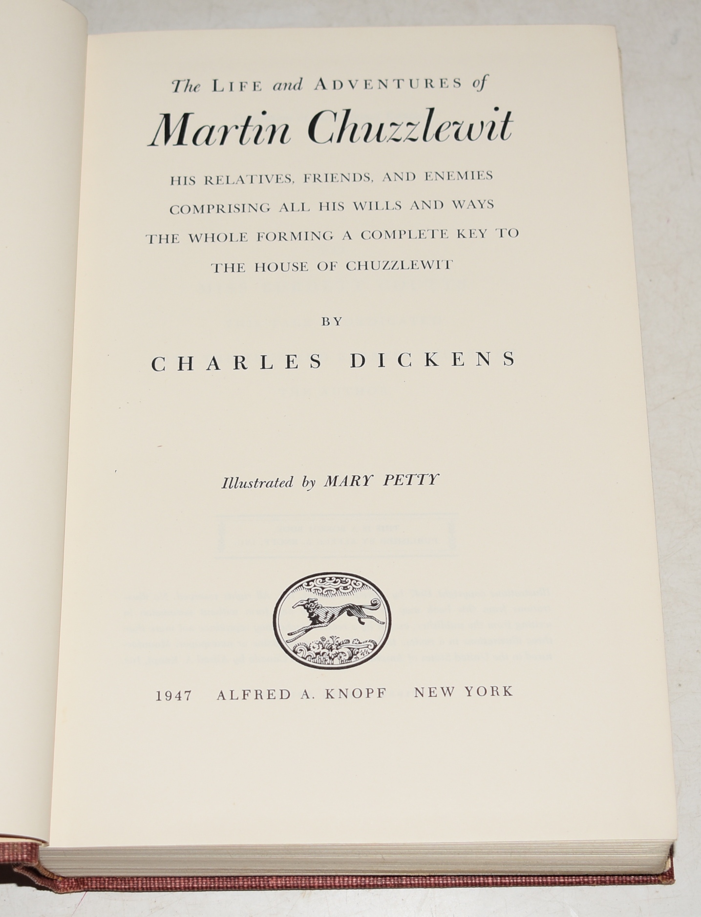 The Life and Adventures of Martin Chuzzlewit. First Borzoi Edition. Illustrated by Mary Petty.
