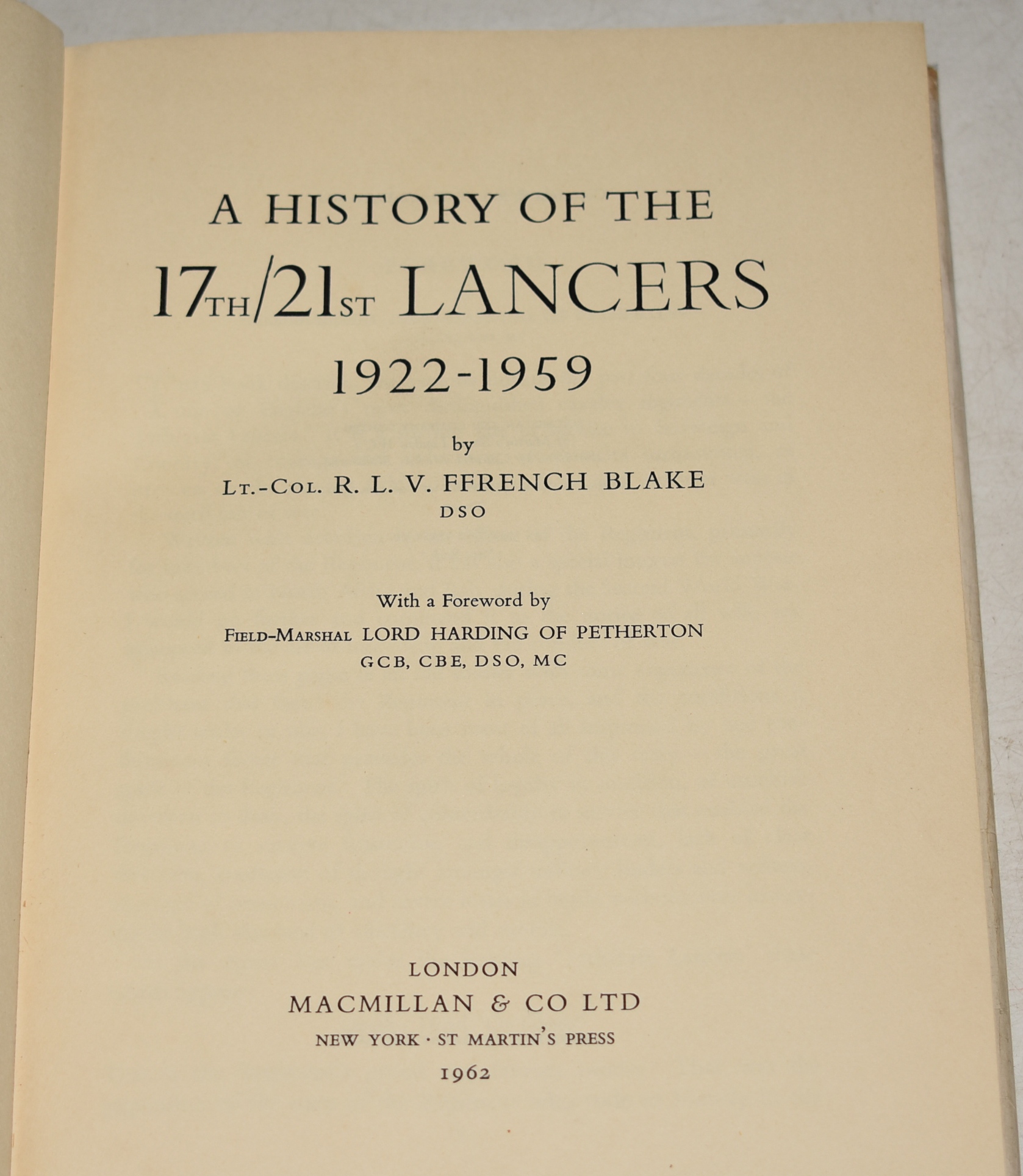 A History of the 17th/21st Lancers 1922-1959