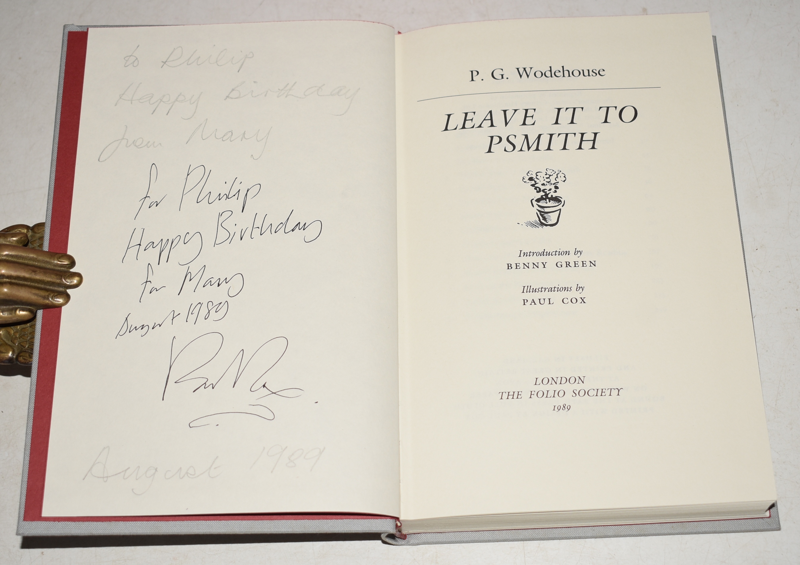 Leave it to Psmith SIGNED by the illustrator, Paul Cox. Introduction by Benny Green.