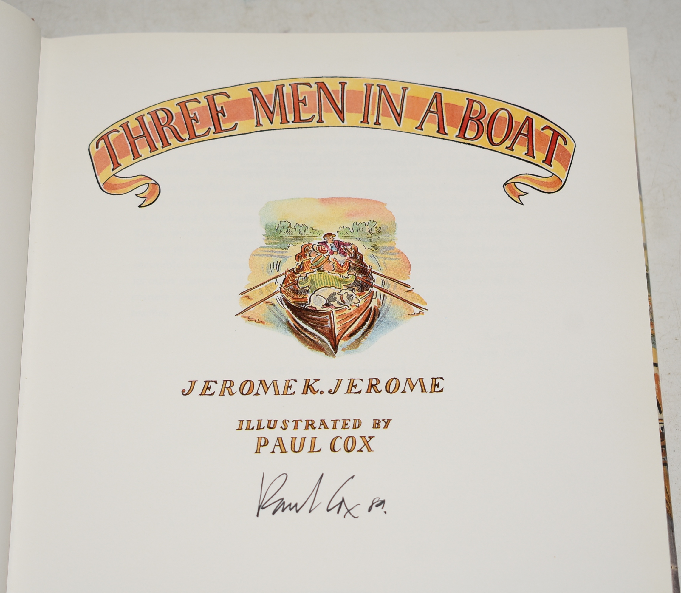 Three Men in a Boat. Illustrated by Paul Cox. SIGNED by Paul Cox.