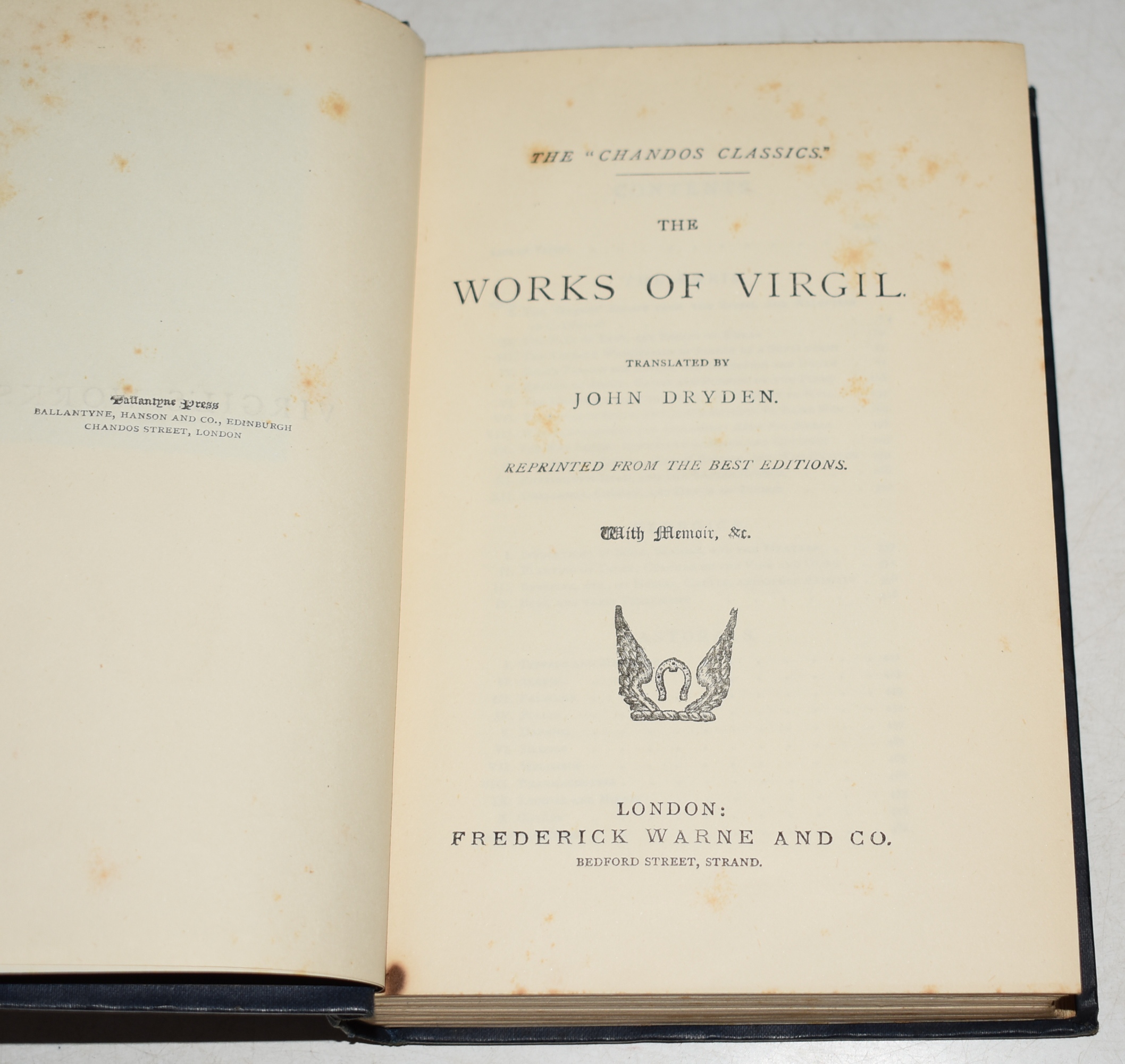 The Works of Virgil; The Odyssey of Homer; The Vision of Dante; The Essays of Lord Bacon; The Poets of the Nineteenth Century; The Poetical Works of John Milton; Six Volumes