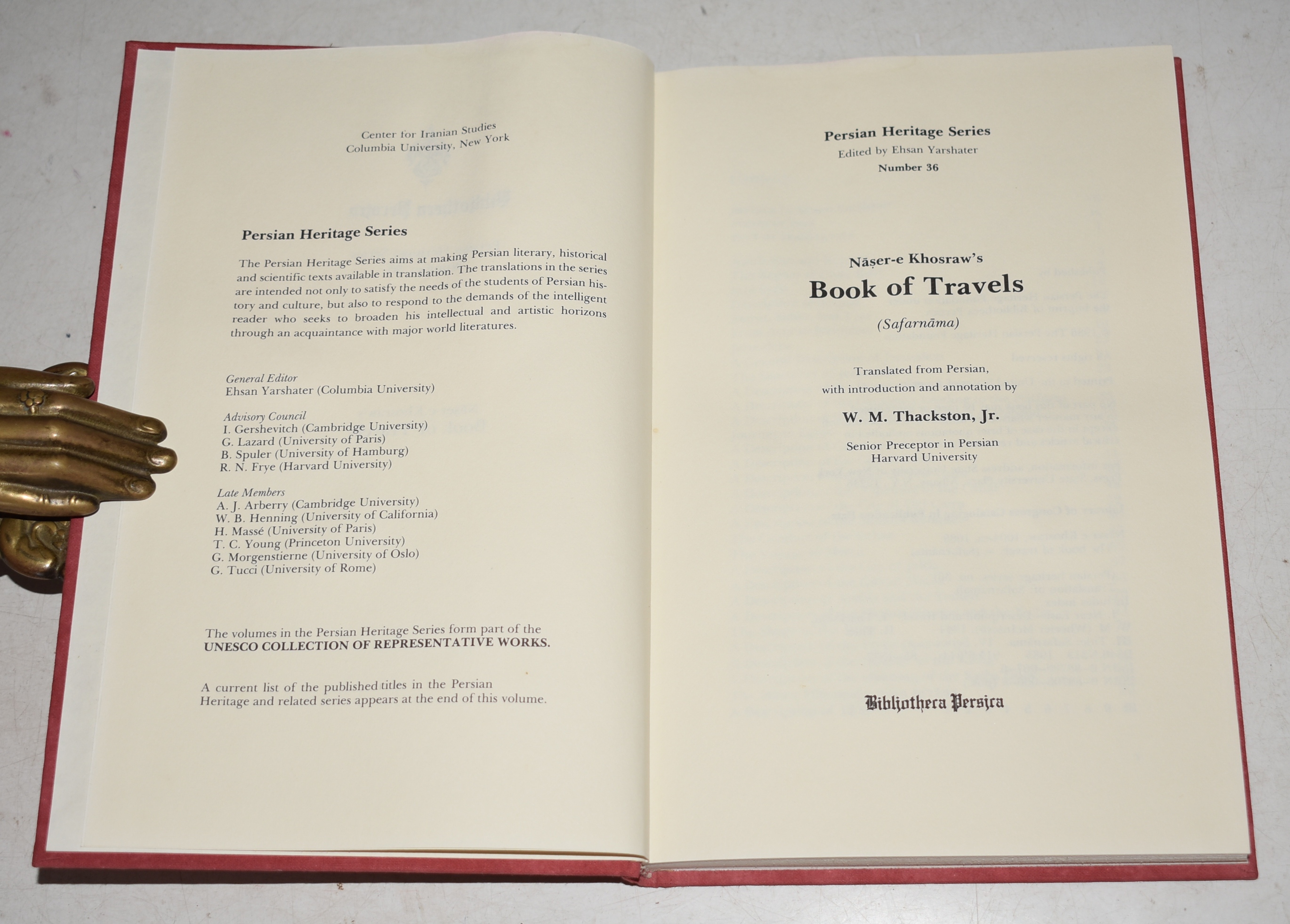 Naser-e Khosraw's Book of Travels (Safarnama) Translated from the Persian with introduction and annotation by W.M. Thackston Jr. Persian Heritage Series Number 36. Edited by Ehsan Yarshater.