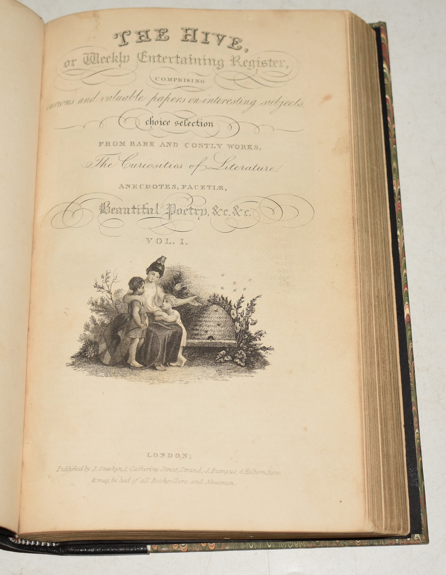 The Hive, or Weekly Entertaining Register, Comprising curious and valuable papers in interesting subjects, choice selection from rare and costly works, The Curiosities of Literature, Anecdotes, Facetiae, Beautiful Poetry &c &c. In Three Volumes.