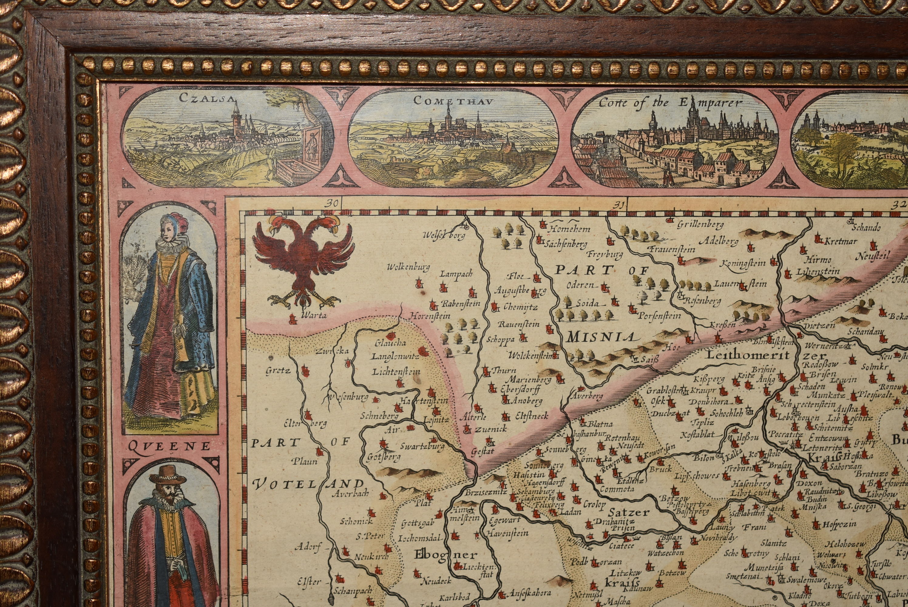 AN ORIGINAL ENGRAVED MAP OF Bohemia. “Czechoslovakia“ Newly described by John Speed Anno Dom: 1626.