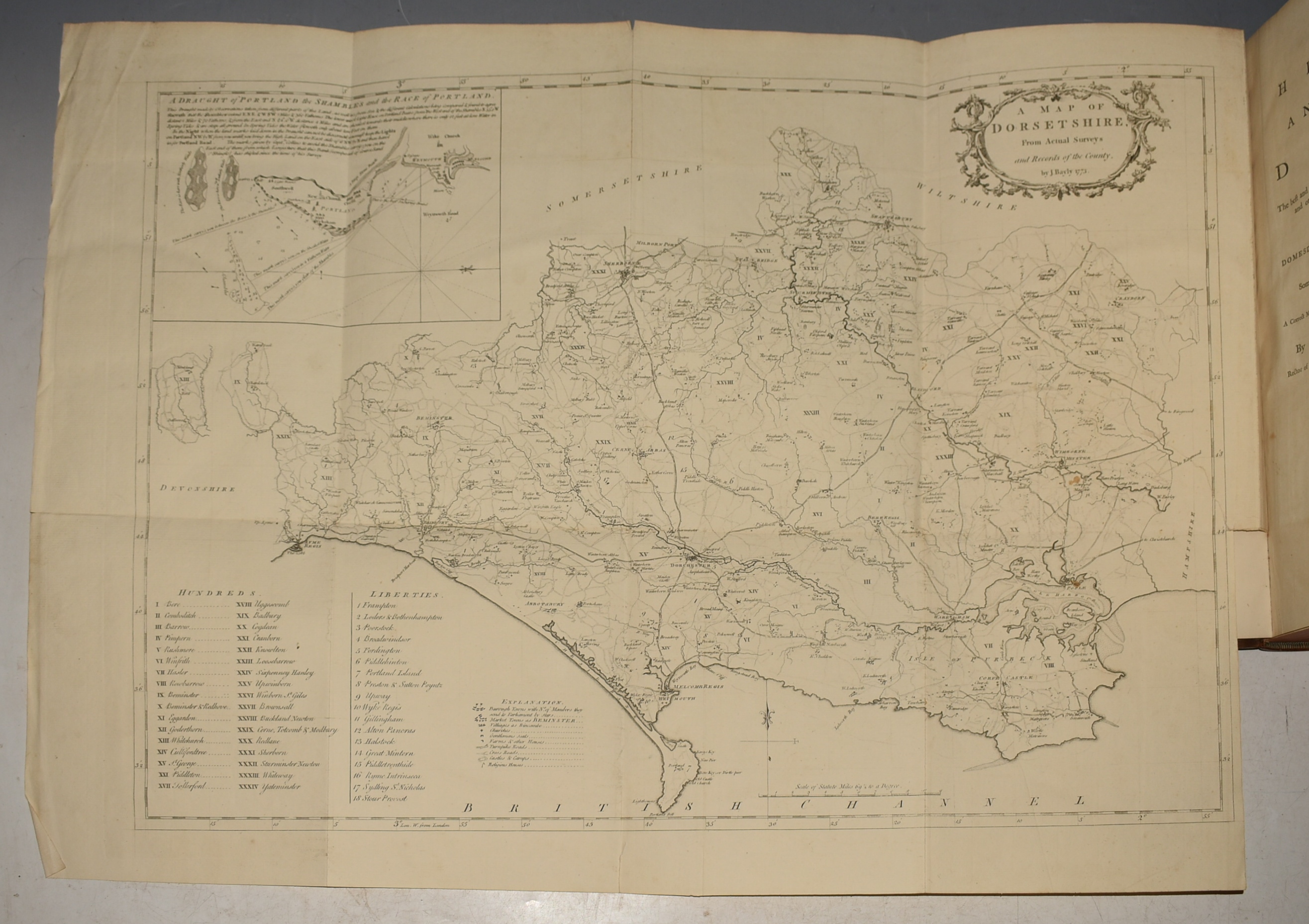 History and Antiquities of the County of Dorset. Compiled from the best and most ancient historians. With a copy of the Domesday Book and Inquisito Gheldi. Interspersed with some remarkable particulars of Natural History. And Adorned with a Correct Map of the County. IN TWO VOLUMES. FIRST EDITION. J