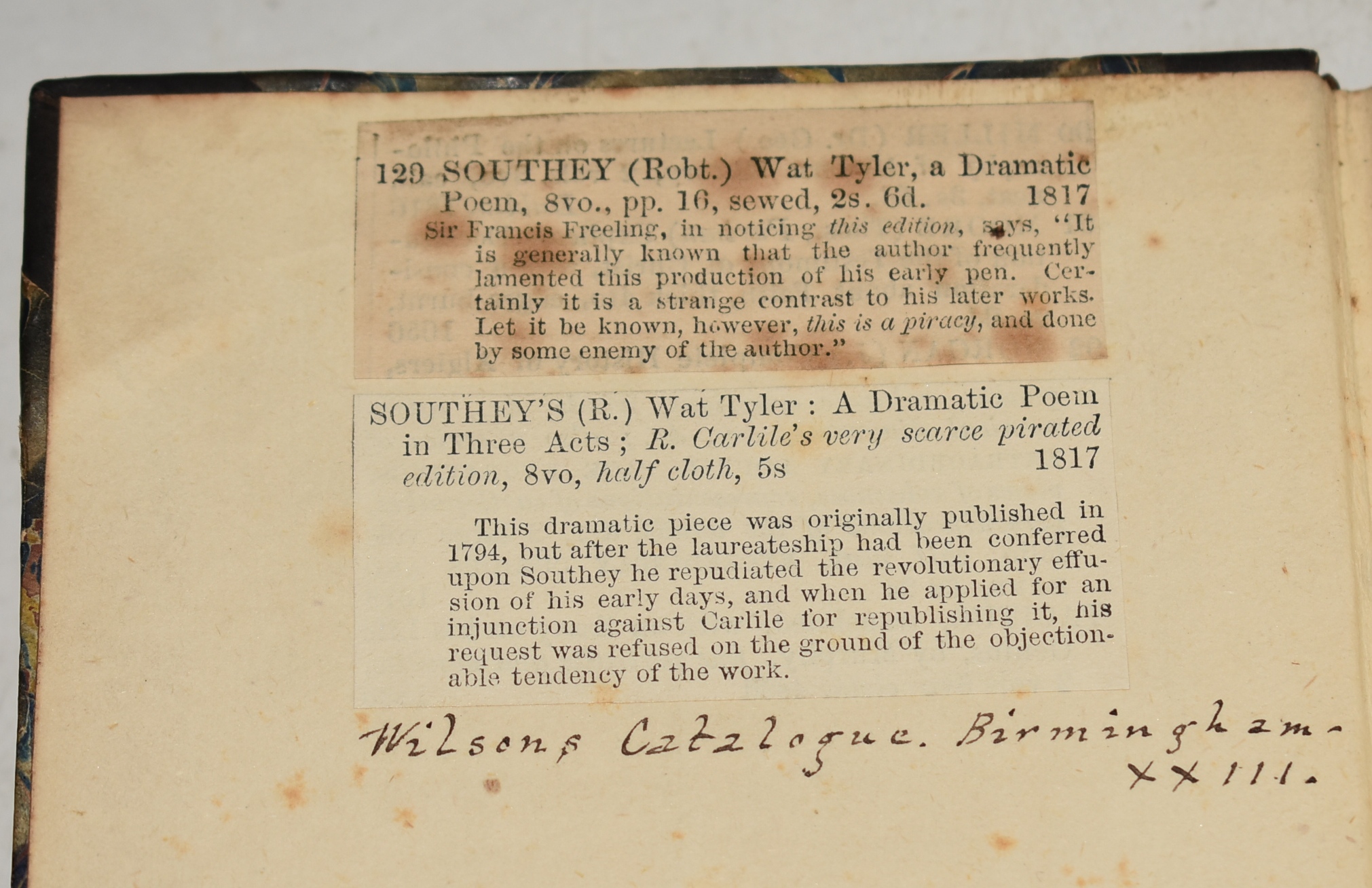 Wat Tyler; A Dramatic Poem. “A New Edition.” With a Preface, Suitable to Recent Circumstances.