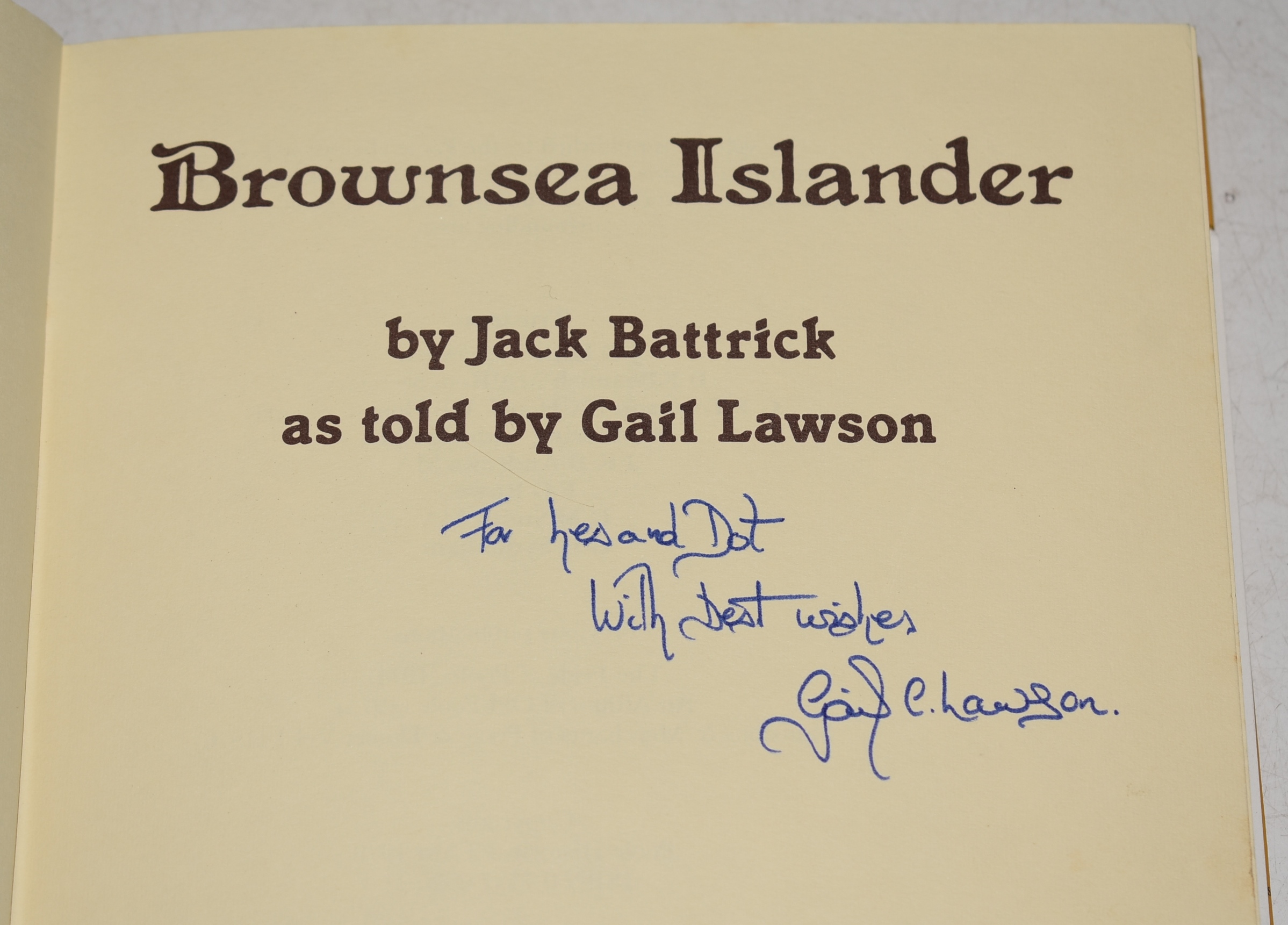 Brownsea Islander. SIGNED As told by Gail Lawson. Signed by Gail Lawson.