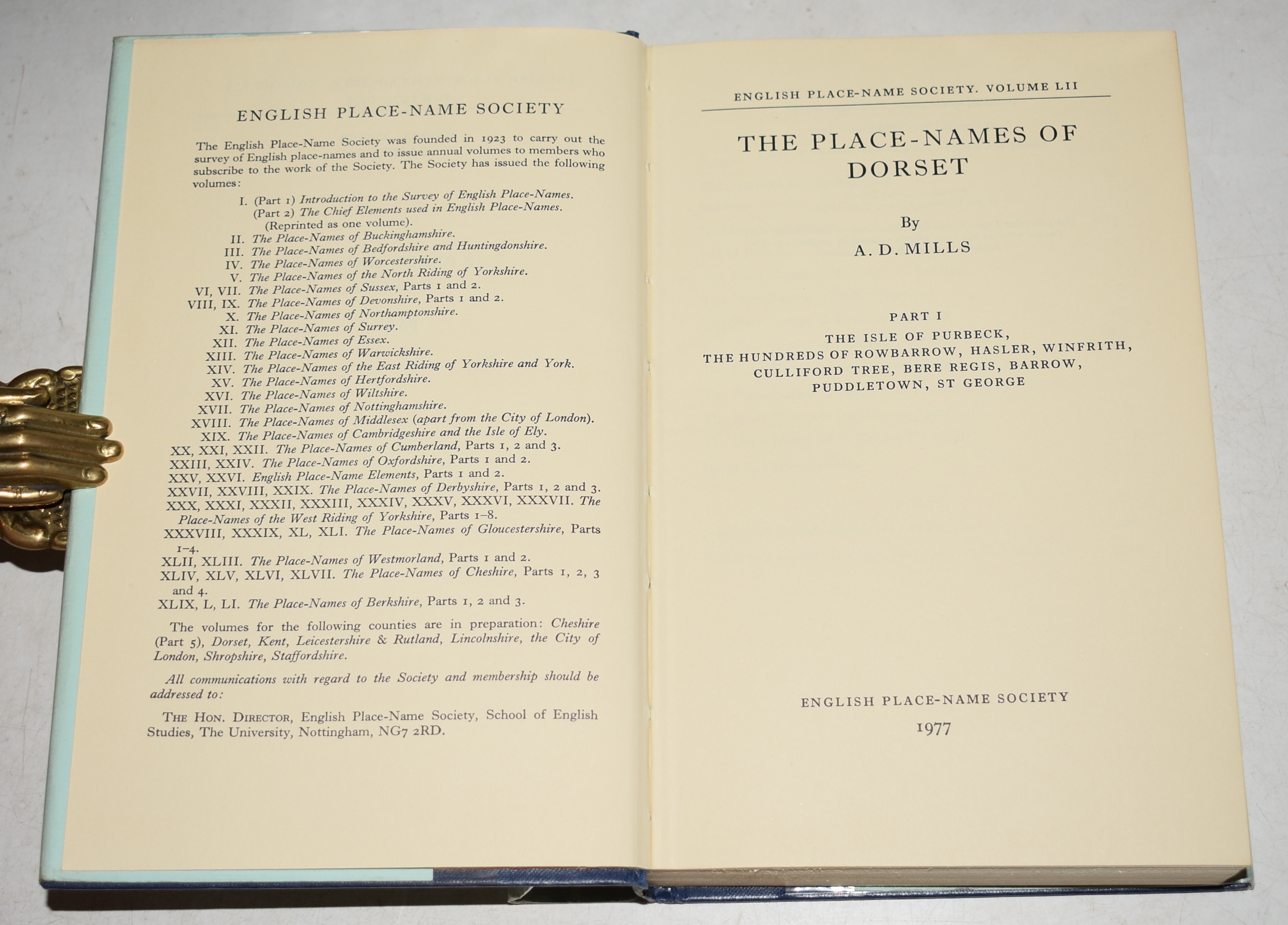 The Place Names of Dorset. 4 Volume SET English Place-Name Society volume LII, LIII, LIX/LX Latest Volume LXXXVI-VII. SIGNED BY AUTHOR