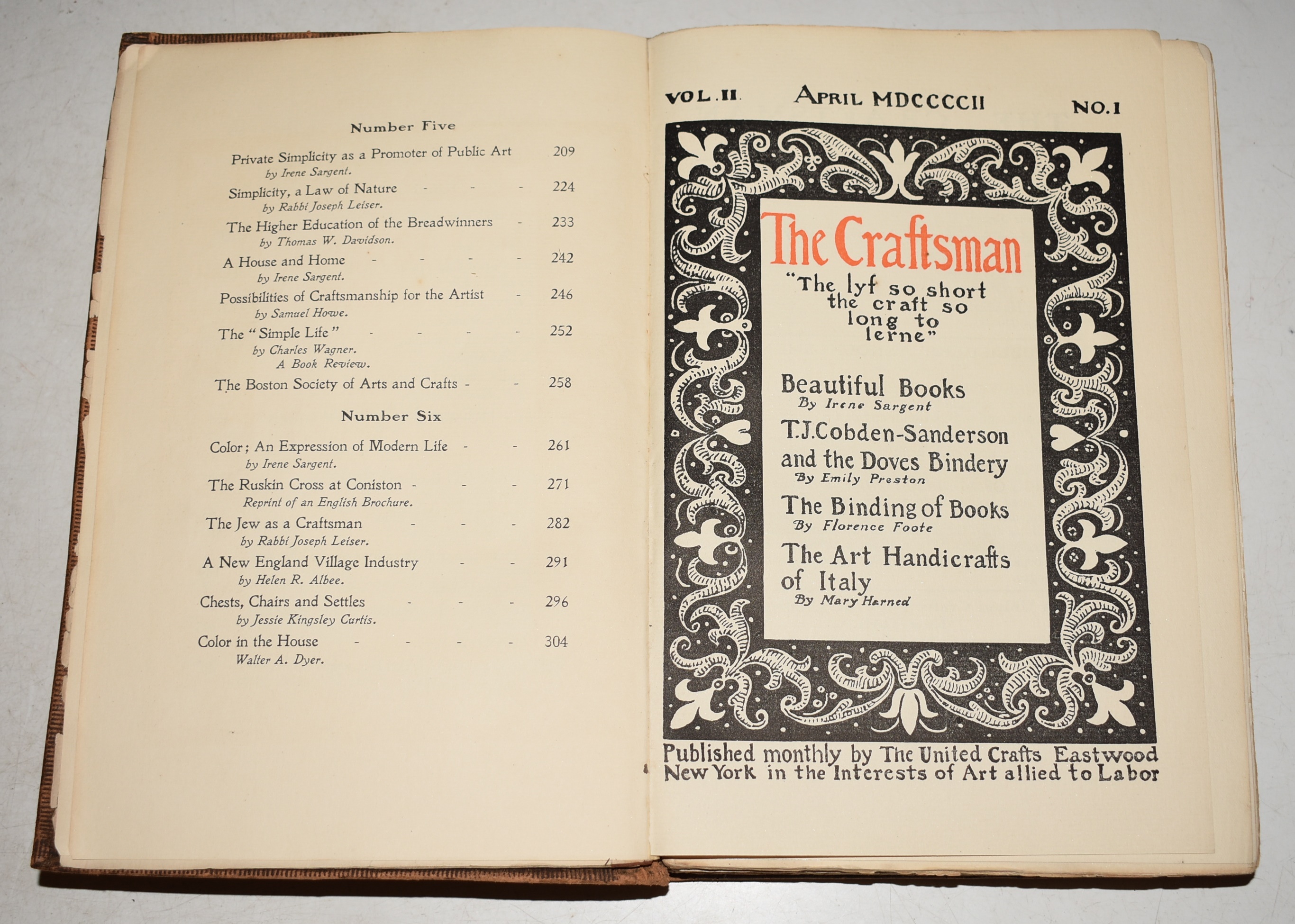 The Craftsman Vol. II. No. 1-6. April-September MDCCCCII. (Volume 2 Only)