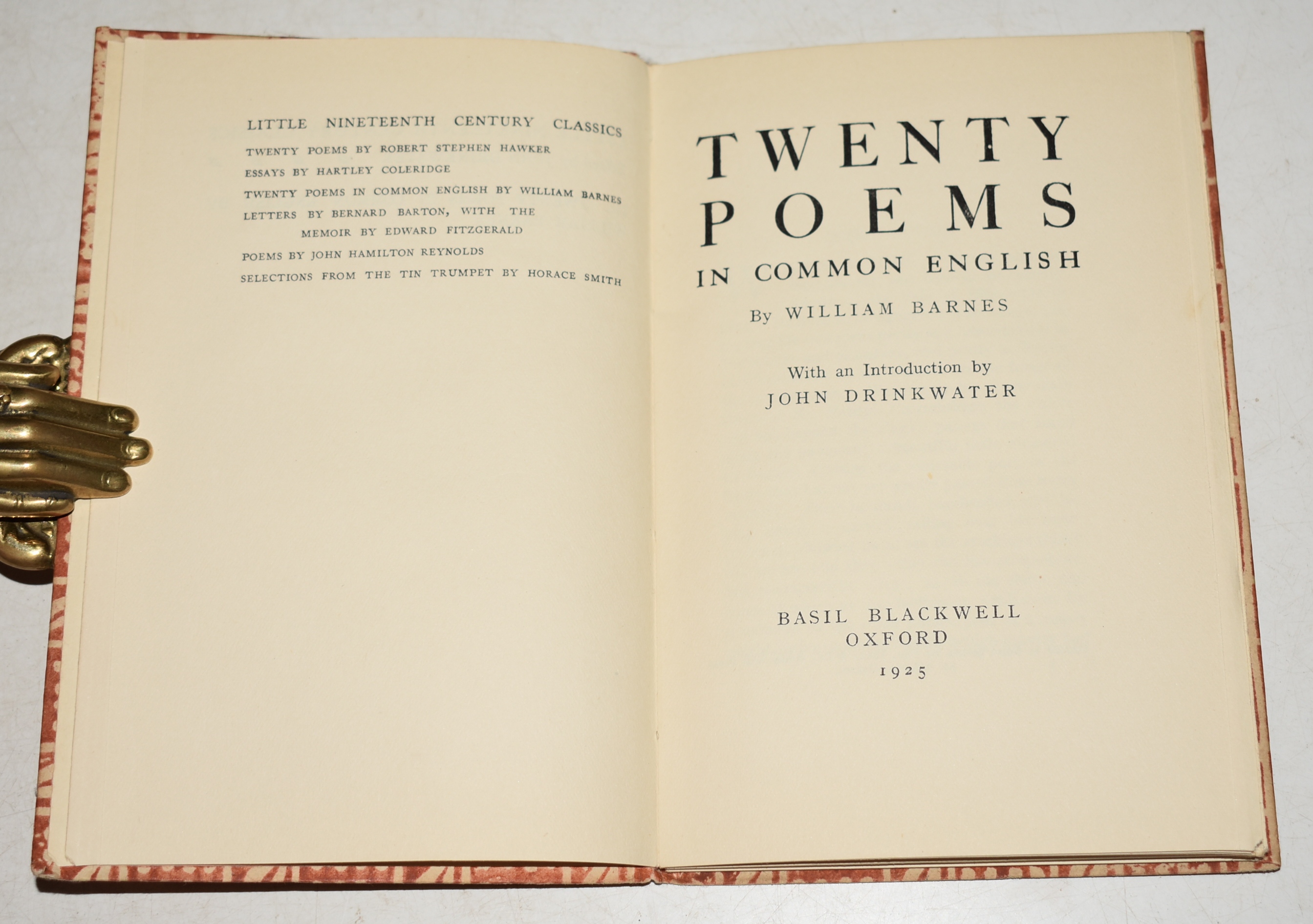 Twenty Poems In Common English. Introded by JOHN DRINKWATER. Little Nineteenth Century Classics No.3.