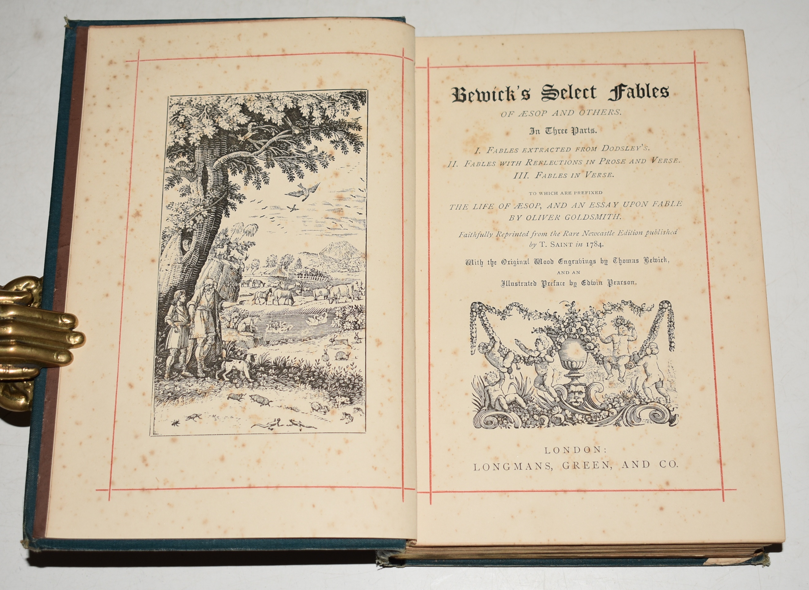 Select Fables of Aesop and Others. In Three parts: I. Fables extracted from Dodsley's. II. Fables with reflections in Prose and Verse. III. Fables in Verse. To which are prefixed The Life of Aesop, and an Essay upon Fable, by OLIVER GOLDSMITH. Faithfully reprinted from the Rare Newcastle Edition pub