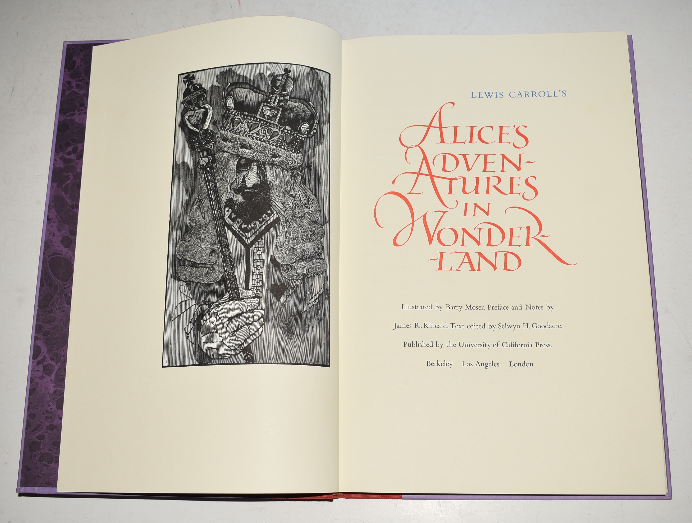 Alice's Adventures in Wonderland and Through The Looking Glass and what Alice found there. The Pennyroyal Editions, as designed and Illustrated by Barry Moser. Text Edited by Selwyn H. Goodacre. Preface and Notes by James R. Kincaid. In Two Volumes.