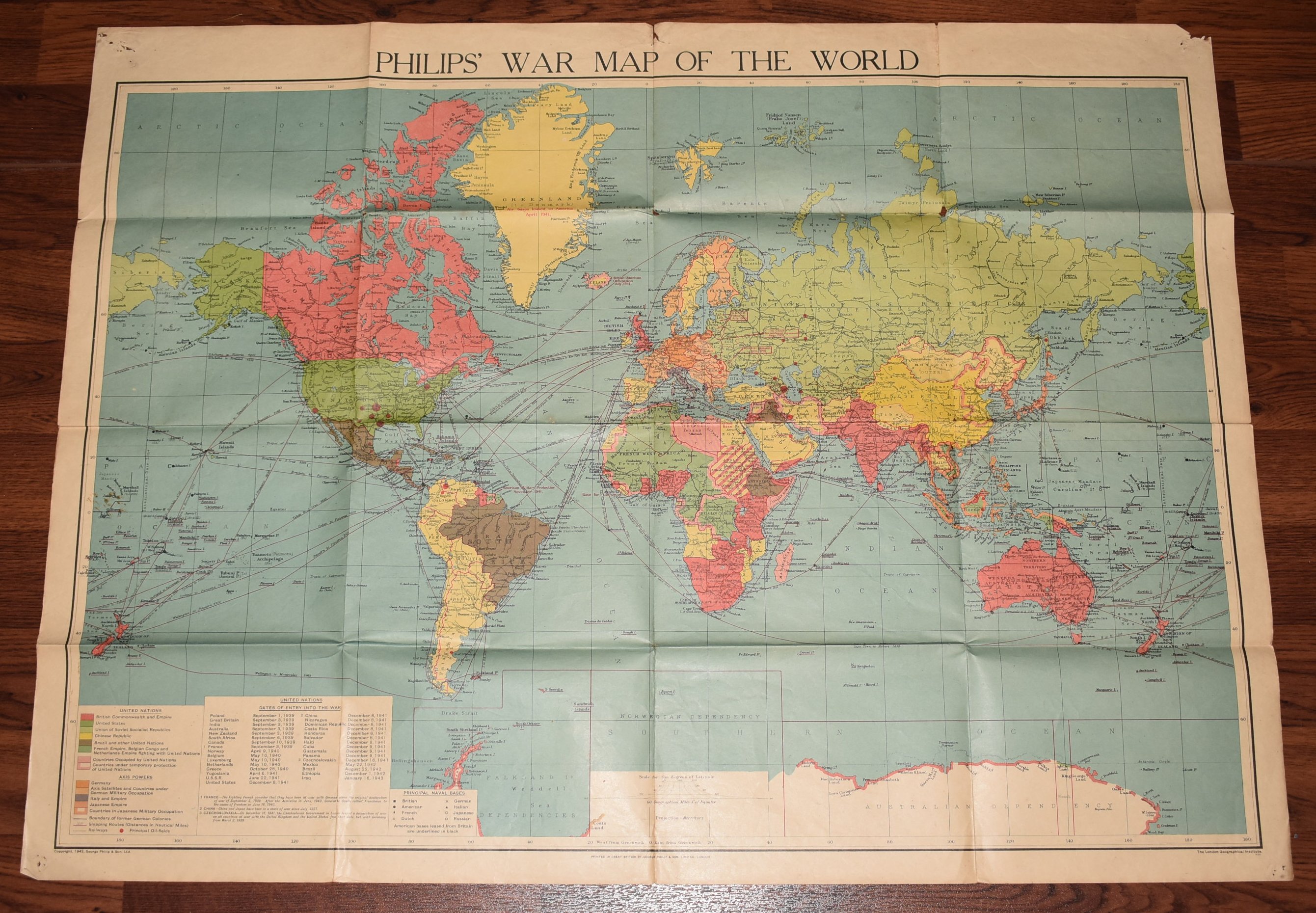 PHILIPS WAR MAP OF THE WORLD.
