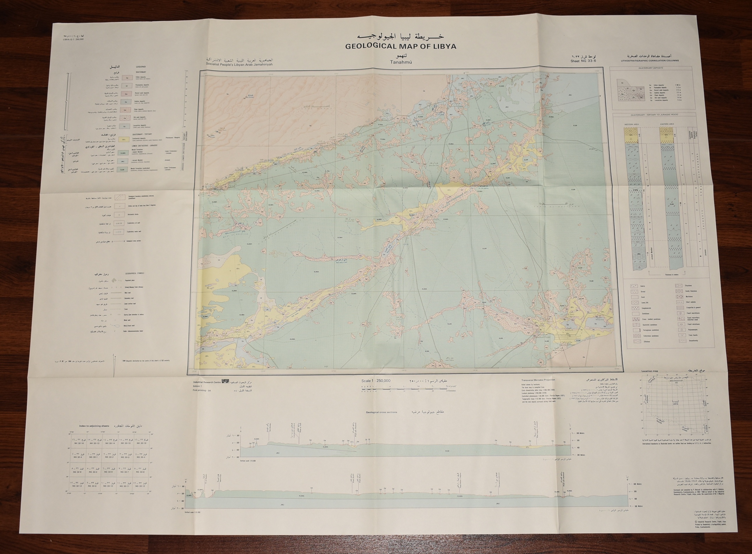 Geological Map of Libya, Sheet Tanahmu NG 33-6 Scale 1 :250,000 Socialist People's Libyan Arab Jamahiriya PLUS Explanatory Booklet.