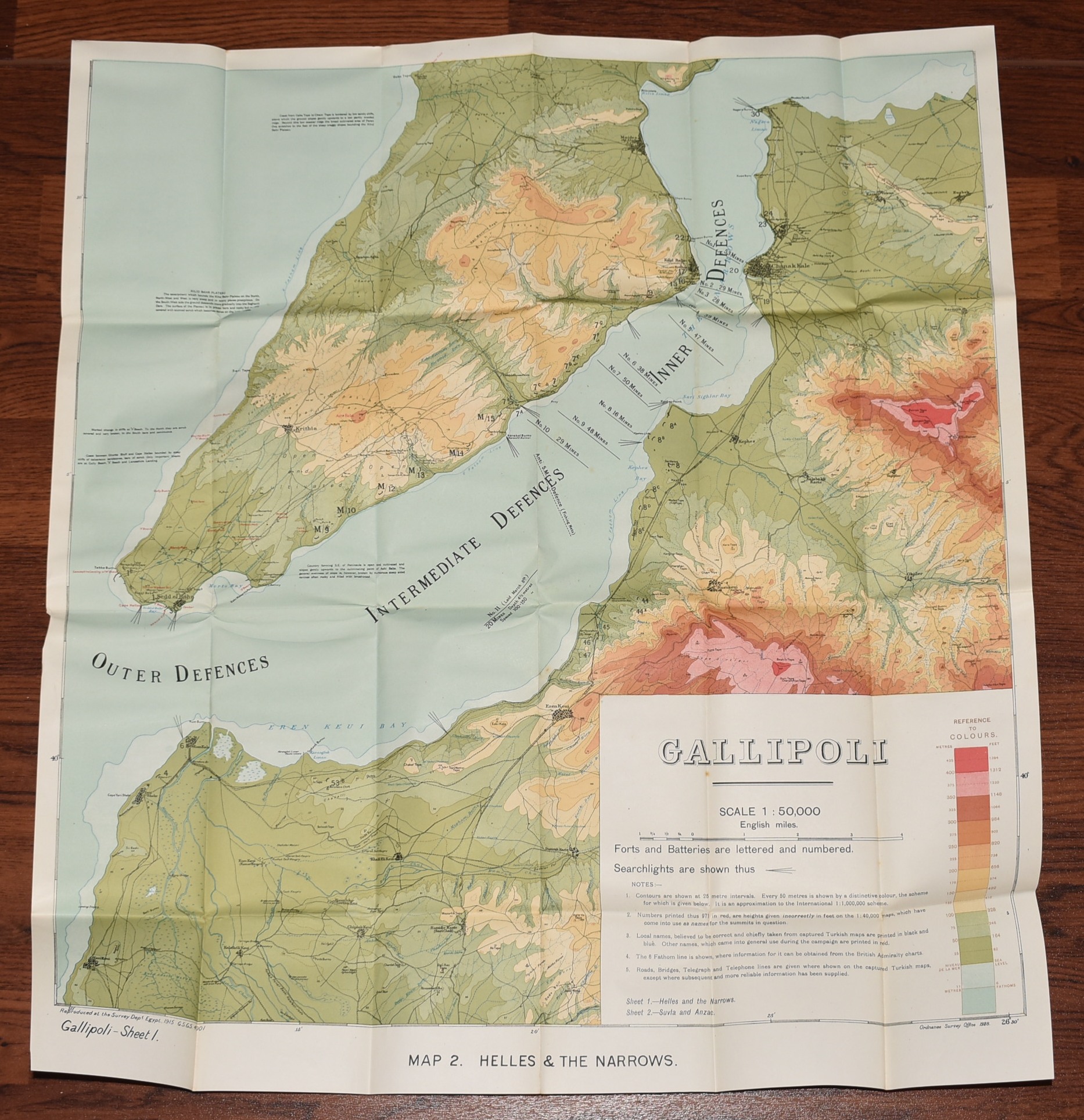 Map of Helles & The Narrows. GALLIPOLI MAP 2 Scale 1 : 50,000