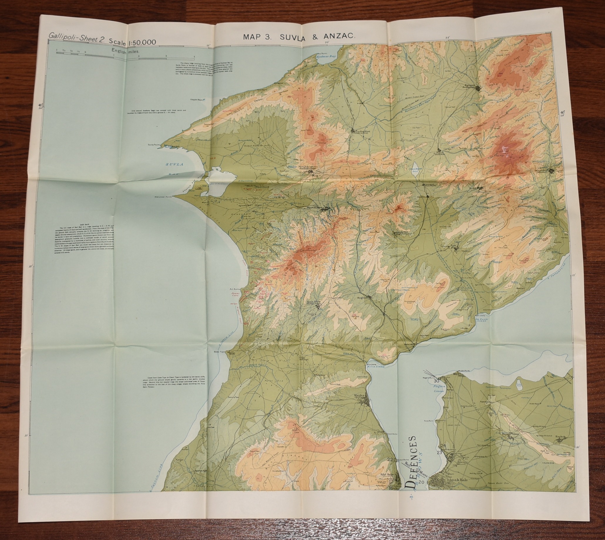 Map of Suvla & Anzac. GALLIPOLI Sheet 2 MAP 3 Scale 1 : 50,000