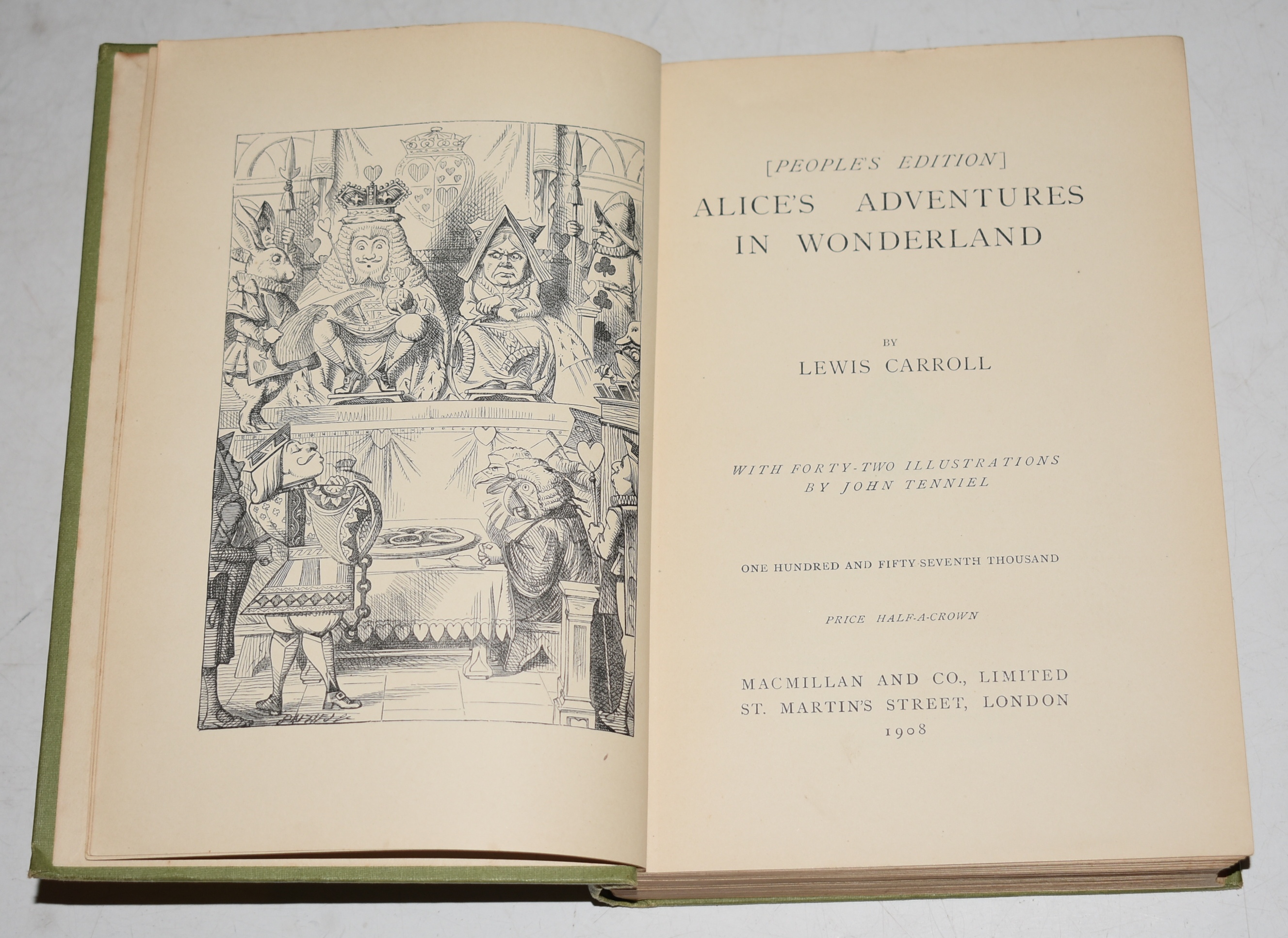 Alice’s Adventures in Wonderland. AND: Through The Looking-Glass, And What Alice Found There. Illustrated by John Tenniel. Two Volumes Bound in One. “People’s Edition.”