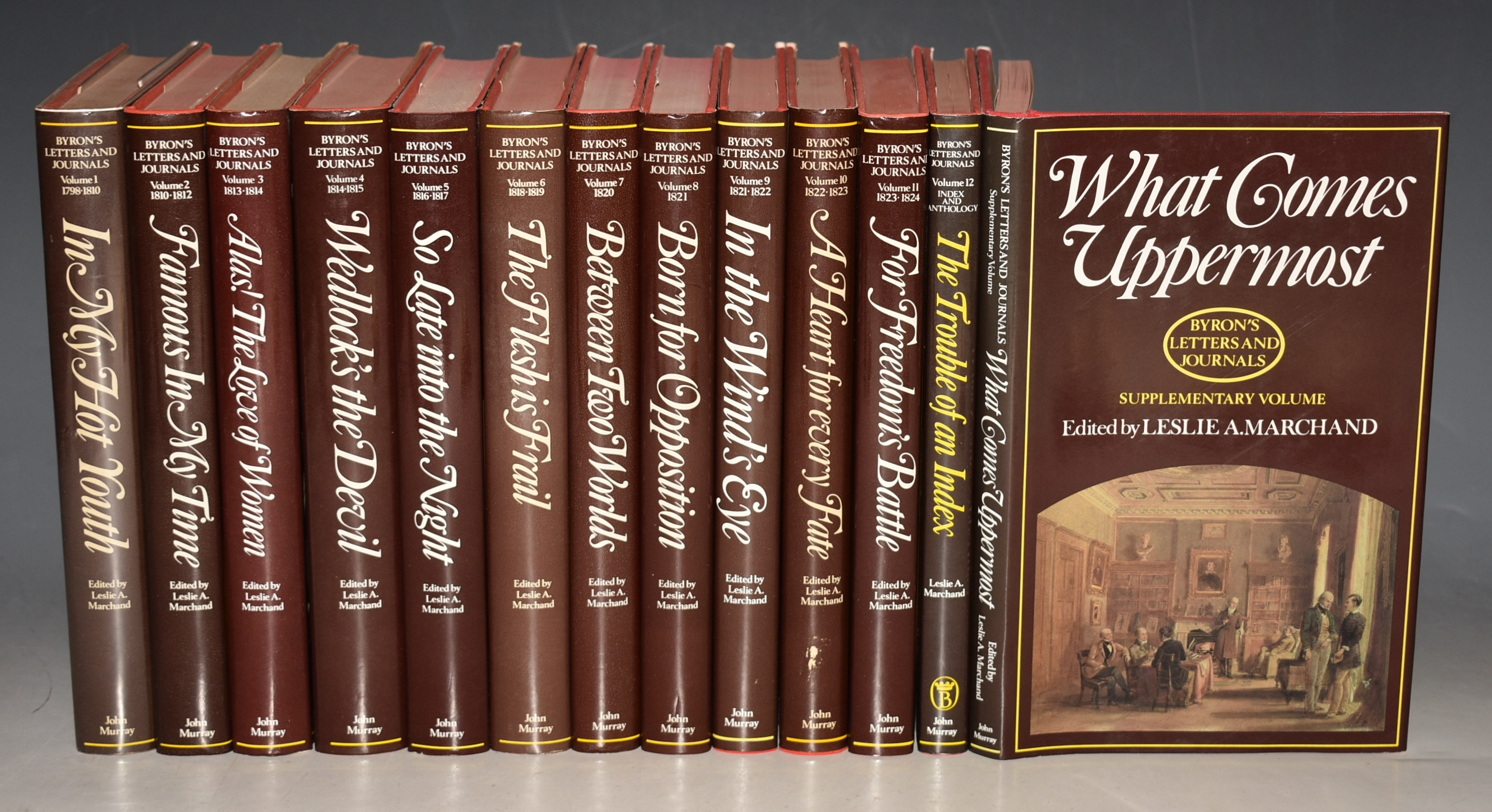 Byron’s Letters and Journals. COMPLETE 13 Volumes. Covering the years 1798 - 1824. I ‘In My Hot Youth’; II ‘Famous In My Time’; III ‘Alas! The Love of Women’; IV ‘Wedlock’s the Devil’; V ‘So Late Into The Night’; VI ‘The F