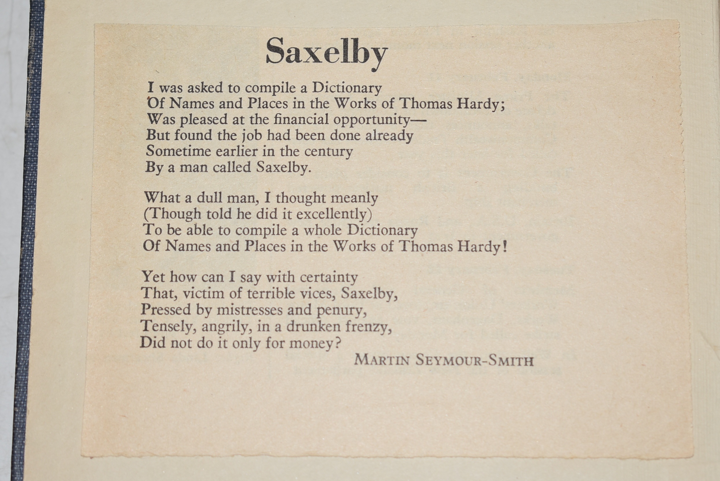 A Thomas Hardy Dictionary The Characters and Scenes of the Novels and Poems Alphabetically Arranged and Described.