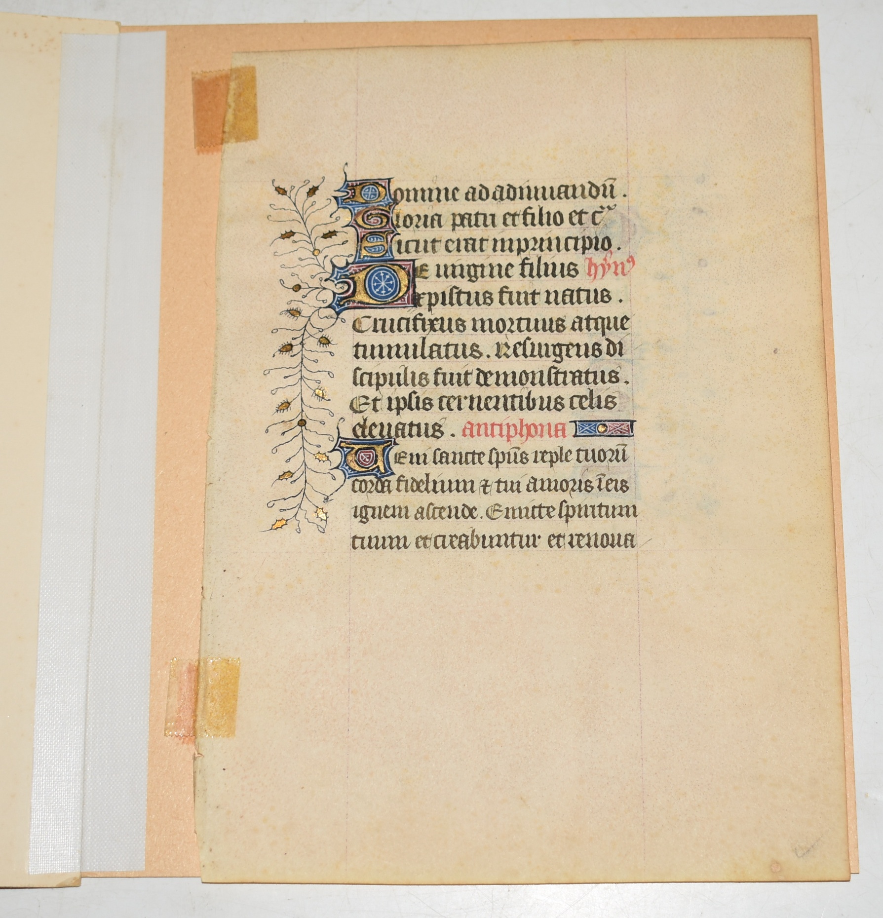 Original ILLUMINATED Vellum LEAF from Book of Hours.