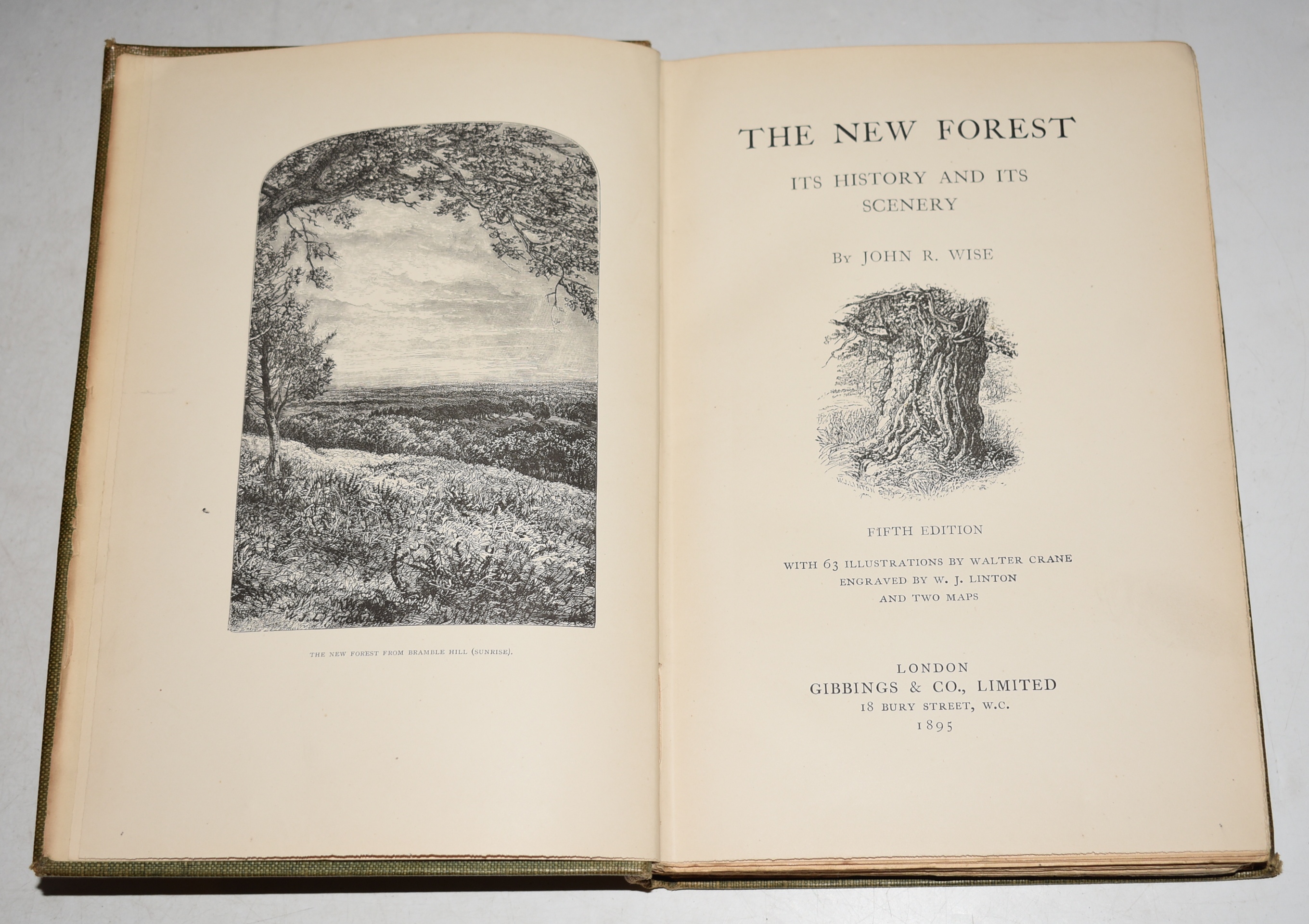 The New Forest. Its History and its Scenery. Fifth Edition. With 63 Illustrations by Walter Crane, engraved by W. J. Linton and Two Maps.