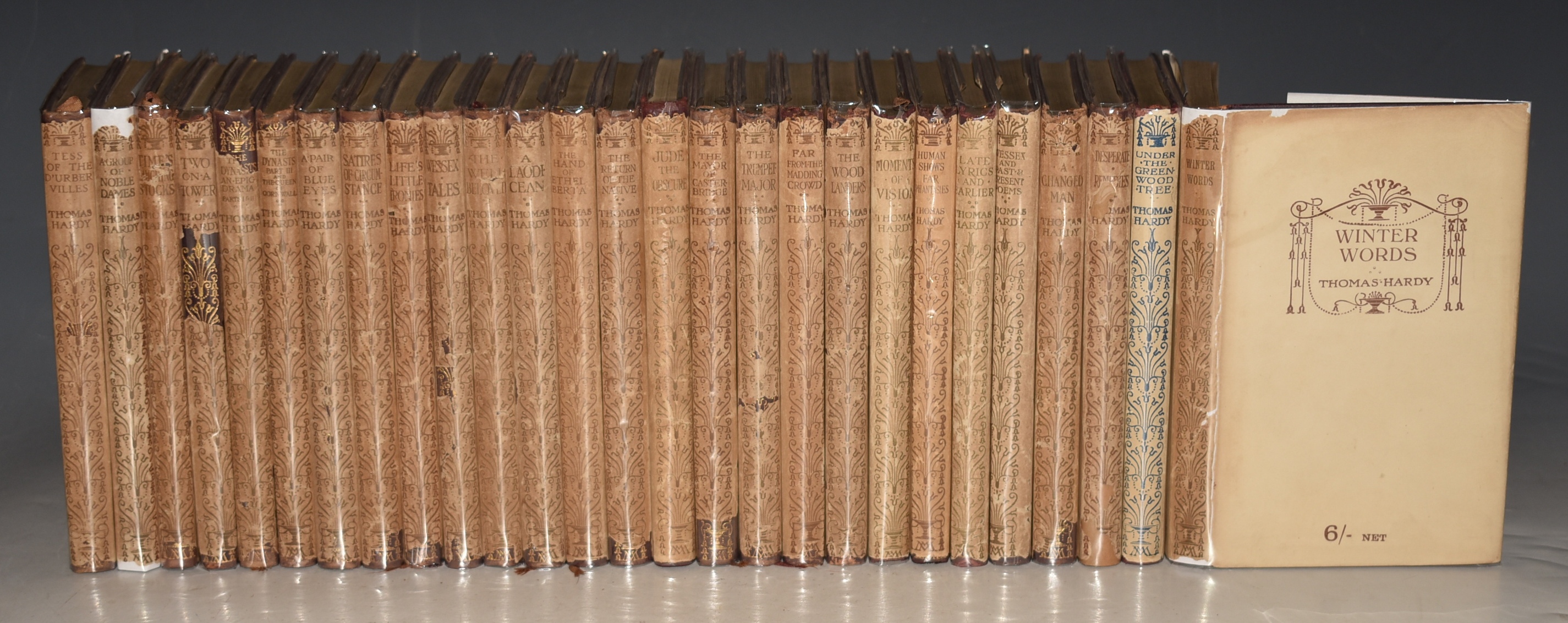 Works. Complete in 27 volumes. (Pocket edition set). Under the Greenwood Tree./ The Trumpet Major. / The Mayor of Casterbridge / The Hand of Ethelberta / A Pair of Blue Eyes / Far from the Madding Crowd / Life's Little Ironies / Two on a Tower / Jude the Obscure / Desperate Remedies / Wessex Tales /