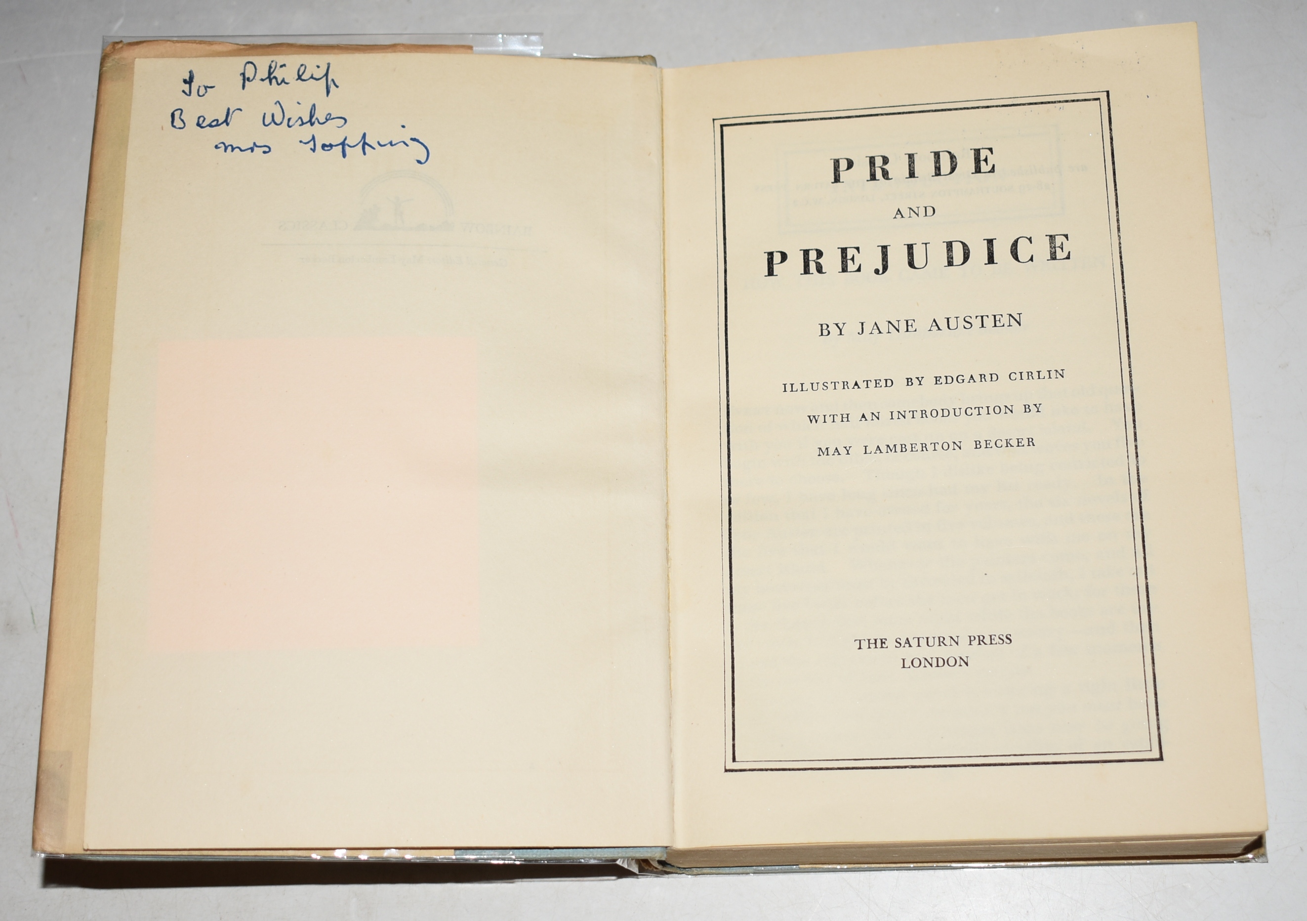 Pride and Prejudice. With an Introduction by May Lamberton Becker,